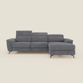 Estro Divano estraibile con chaise-longue e poggiatesta reclinabili in tessuto impermeabile T14 grigio