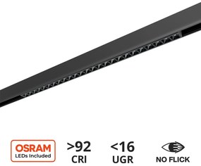 Faro LED Lineare 30W Magnetico 54cm CRI92 UGR16 Nero 48V Colore Bianco Caldo 3.000K