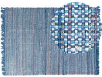 Tappeto di pezza cotone blu 140 x 200 cm rettangolare fatto a mano Boho Eclettico