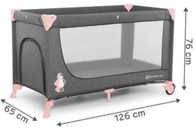 KINDERKRAFT - Lettino da viaggio JOY grigio-rosa