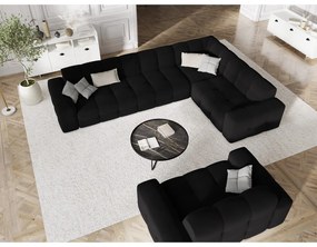 Divano angolare in velluto nero (angolo destro) Kendal - Micadoni Home