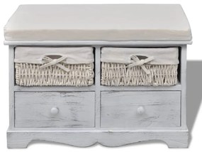 Cassapanca bianca 62x33x42 cm in legno di paulownia