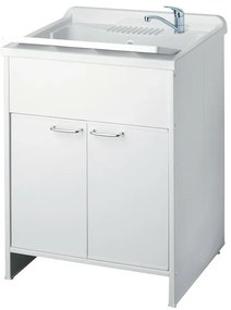 Mobile lavatoio 60x60 cm vasca in resina con asse e kit di scarico
