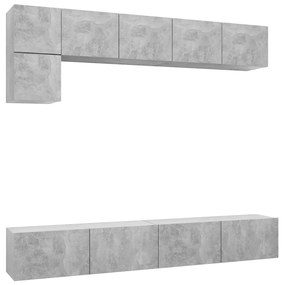 Set porta tv 5 pz grigio cemento in truciolato