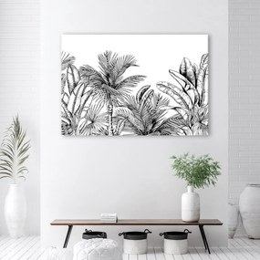 Quadro su tela, Foglie in bianco e nero  Dimensioni 90x60