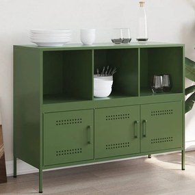 Credenza Verde Oliva 100,5x39x79 Cm İn Acciaio /