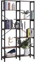 EasyComfort Grande Scaffale Libreria da Parete in Legno e Metallo Nero con 6 Ripiani, Stile Vintage Industriale, 100x30x182cm