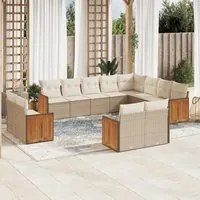 Set Divani da Giardino 12 pz con Cuscini Beige in Polyrattan 3228193