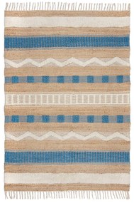 Tappeto blu/di colore naturale in misto iuta tessuto a mano 120x170 cm Medina Jute – Flair Rugs