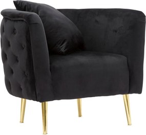 Poltrona nera con poggioli/con gambe con rivestimento in velluto Bucarest – Mauro Ferretti