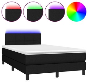 Letto a molle con materasso e led nero 120x190 cm in tessuto