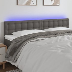 Testiera A Led Grigio 200x5x78/88 Cm İn Similpelle /