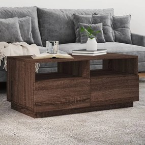 Tavolino Da Soggiorno Con Luci Led Rovere Marrone 90x49x40 Cm /