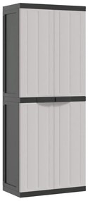Armadio da esterno grigio e nero 65x37x165 cm in pp