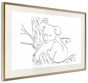 Poster  Resting Koala  Cornice Quadri Cornice d'oro con passe-partout, Larghezza x Altezza Home decor 30x20