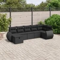 Set Divani da Giardino con Cuscini 7pz Nero Polyrattan 3264121