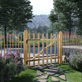 Cancello Singolo Per Recinzione İn Legno Di Nocciolo 100x90 Cm /