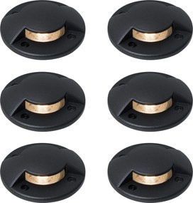 Set di 6 faretti da terra moderni neri GU10 50mm effetto a 2 luci IP65 - Cellar