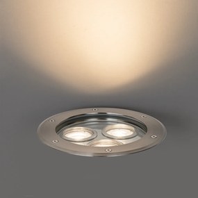 Faretto da terra moderno in acciaio 3 luci IP65 - Tribus