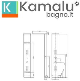 Kamalu - pannello doccia idromassaggio colore bianco e nero| kaman-bn9700