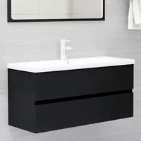 Mobile da Bagno con Lavabo Integrato Nero in Truciolato 3071658