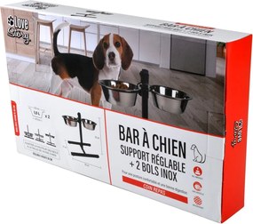 Set di ciotole per cani in acciaio inox con base - Love Story