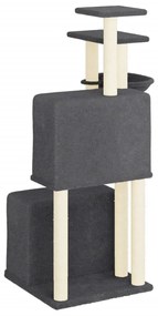 Albero per gatti con tiragraffi in sisal grigio scuro 122 cm