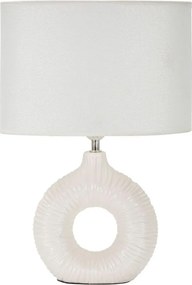 Lampada da tavolo bianca in ceramica con paralume in tessuto (altezza totale 43 cm) Seta – Mauro Ferretti