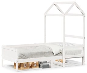 Dormeuse Con Tetto 90x190 Cm Bianco İn Legno Massello Di Pino /