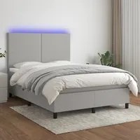 Letto a Molle Materasso e LED Grigio Chiaro 140x190 cm Tessuto 3134709