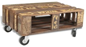 Tavolino Da Salotto Con 4 Ruote İn Legno Di Recupero /