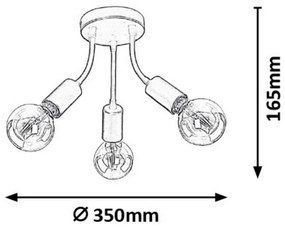 Rabalux 6808 - Lampadario a plafone ALMUS 3xE27/60W/230V