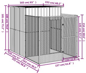 Casetta cani corsa grigio chiaro 165x251x181 cm acciaio zincato