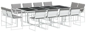 Set da pranzo da giardino 13 pz con cuscini bianco in textilene