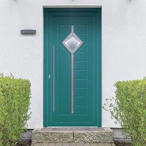Portoncino d'ingresso Modern2 L 90 x H 210 cm in alluminio blu, apertura spingere a destra
