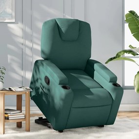 Poltrona Alzapersona Reclinabile Verde Scuro İn Tessuto /