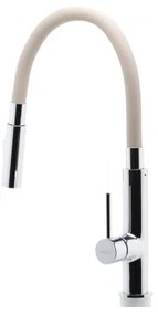 FERRO - Rubinetto per lavello con braccio flessible cromo lucido/beige