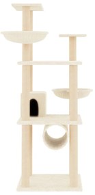 Albero per gatti con tiragraffi in sisal crema 141 cm