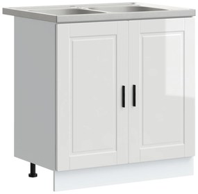 Mobile sottolavello  &quot;&quot;porto&quot;&quot; con lavabo alta lucentezza bianco 80x46x84,5 cm legno ingegnerizzato