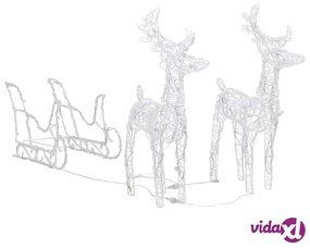 vidaXL Decorazione Natalizia Renne e Slitta 160 LED 130 cm in Acrilico