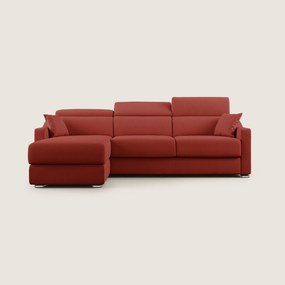 Amber divano letto angolare in tessuto smacchiabile T05 rosso 253 cm destro (mat. 120x197)