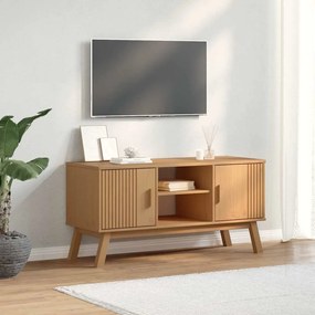 Mobile Tv Olden Marrone 114x43x57 Cm İn Legno Massello Di Pino /