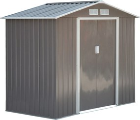 Casetta Box da Giardino in Lamiera Grigio 213x127x185 cm...