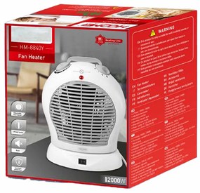 Termoventilatore Elettrico Rotondo Silenzioso con 2 Modalita 1000W 2000W Livelli Regolabile con Autoprotezione Surriscaldamento Bianco