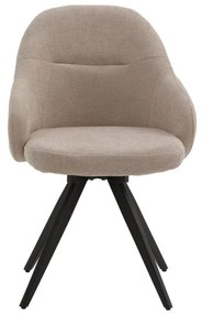 Set di sedie girevoli COVENT in tessuto beige e gambe in metallo nero, con braccioli