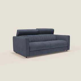 Nivon Divano letto moderno materasso H16 cm con poggiatesta in tessuto impermeabile T25 blu denim