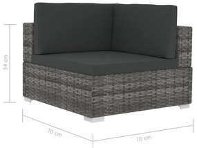 Set Divani da Giardino 4 pz con Cuscini in Polyrattan Grigio