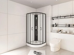 Cabina doccia quarto di cerchio Altezza regolabile L80 x l80 x H213/232 cm Nero e Bianco - ROVATA