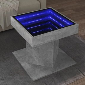 Tavolino Salotto Con Led Grigio Cemento 50x50x45 Cm Multistrato /