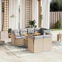 Set Divano da Giardino 8 pz con Cuscini Beige in Polyrattan 3270709